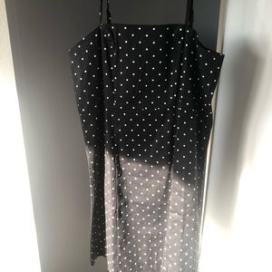 Black polka dot mini dress